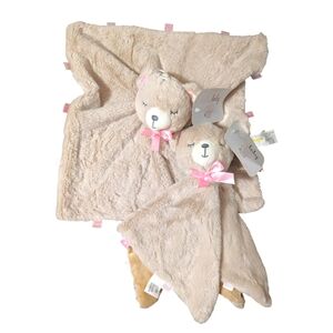 (2) K Luxe Kelly Toy Teddy Bear Security Blanket Plush Lovey Rattle
